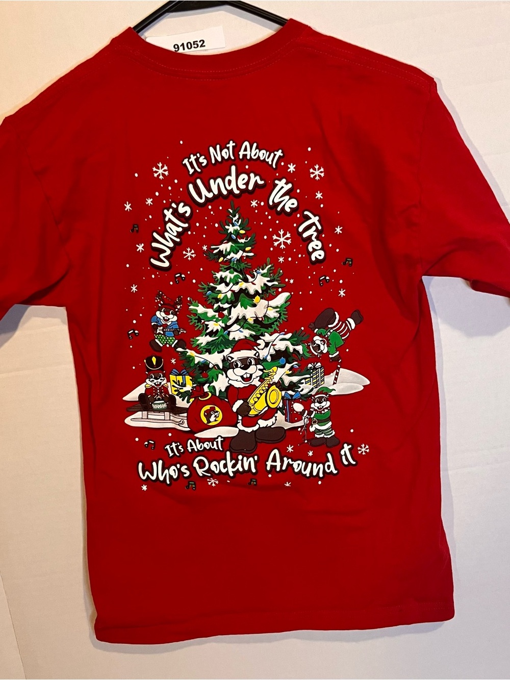 Kids Red Holiday Graphic Tee with Festive Wreath Character - Picture 4 of 6